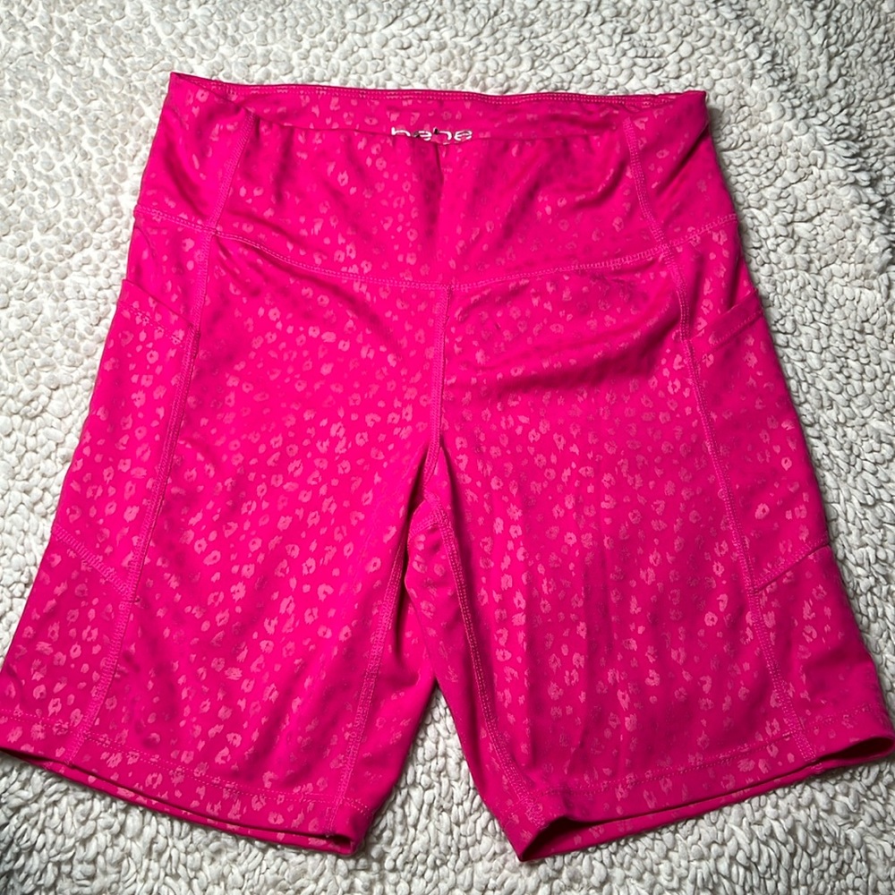 Bebe Pink Leopard Pocket Shorts